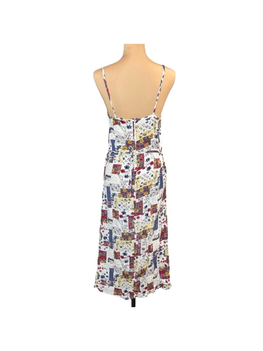 Vintage Patchwork Print Slip Midi Dress Sz S Cottage Boho Summer - Picture 3 of 7